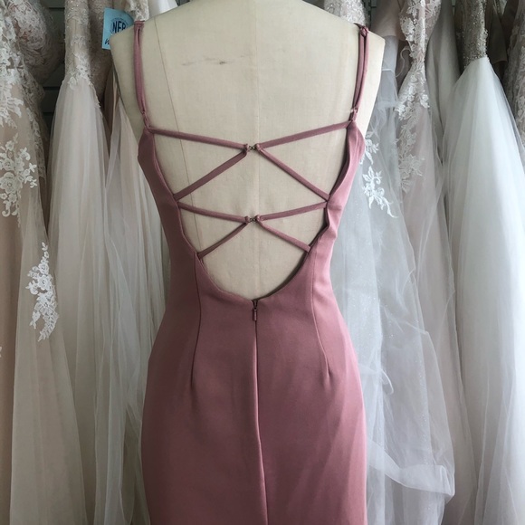 Dusty Rose fitted prom dress Open Back - Picture 5 of 8